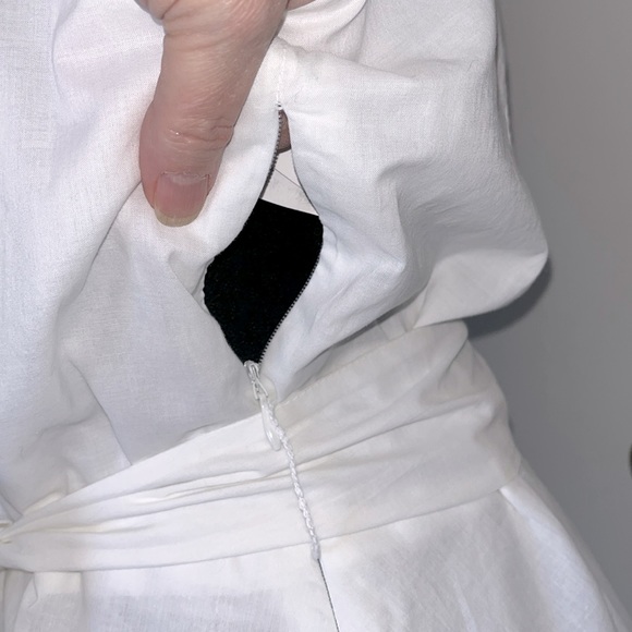 🌾 Perceptions New York Beautiful White Ruffle Belted Midi Dress - Picture 13 of 14